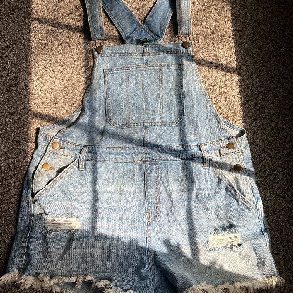 wild fable Light Blue Denim Short Overalls